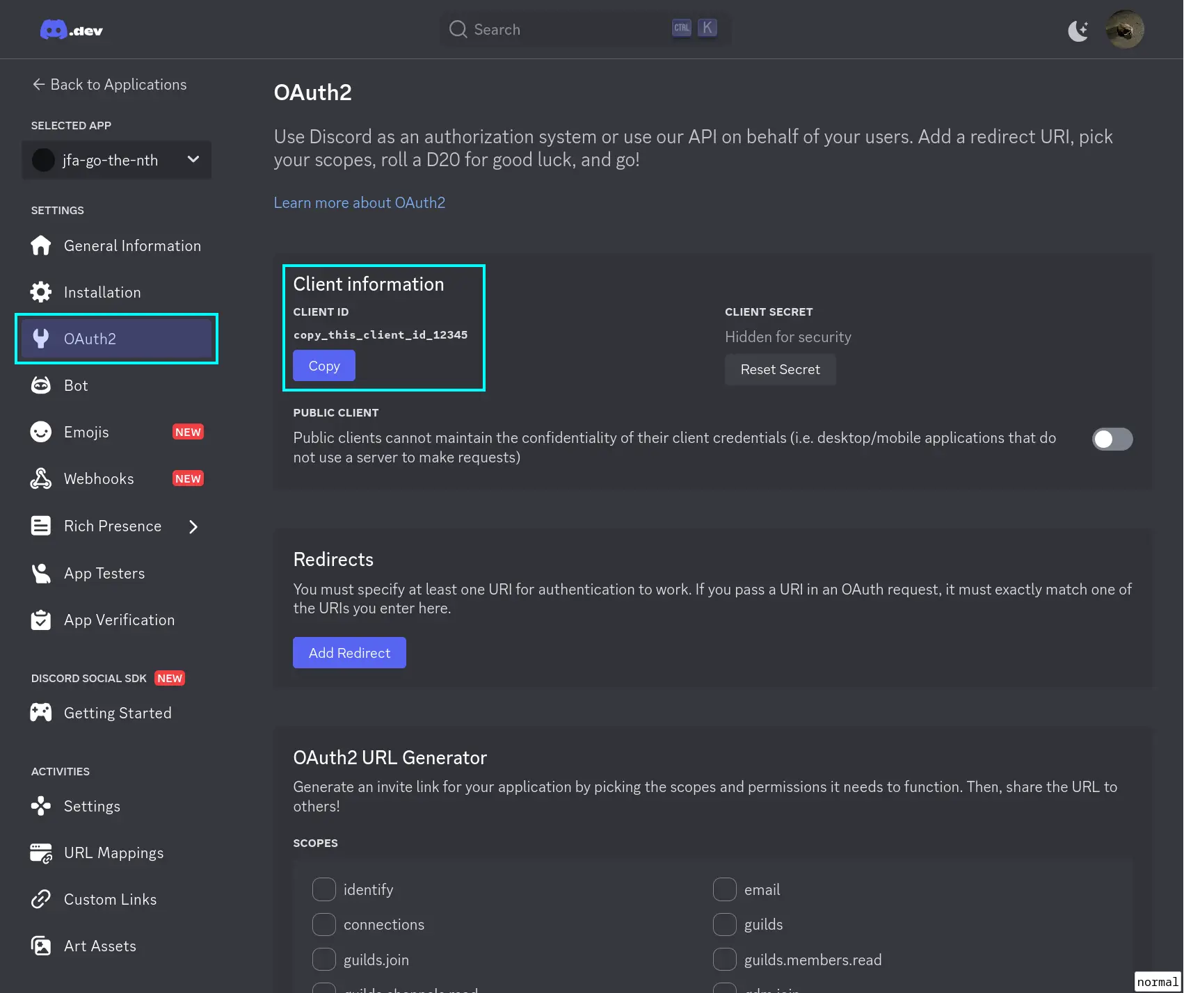 oauth2 tab